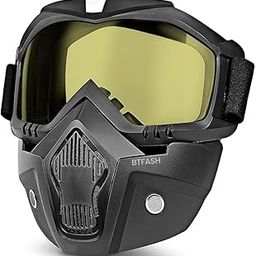 BTfash Goggle Mask Anti Scratch UV Protective Open Face & Eyewear Windproof Dirt Shield Adjustable Strap Soft Foam Padded Detachable for Cycling Bike Off Road Racing Riding Unisex (Yellow)-image-36