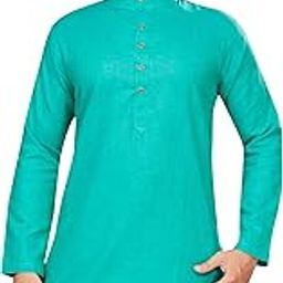Men's Cotton Blended Two Tone Blue Jacquard Knee Length Kurta(136)-32