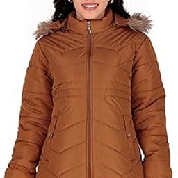 Women's Cozy Puffer Stylish Jacket with Buttoned Pockets and Detachable Fur Hood-image-65