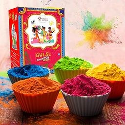 CraftVatika Natural Holi Colour - Organic Holi Gulal - Orange | Yellow | Red | Pink and Green - Holi Items- Pack of 5-80gm x 5 Holi Gift Pack-for Family, Party, Silky, Soft Skin Friendly,100% Safe-picture-11