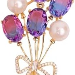 CZ Colored Bow Pearl Brooch Pin | 18k Gold Plated | Trendy, Lightweight & Comfortable | Stylish & Tarnish-Resistant | Qty : 1pc-16