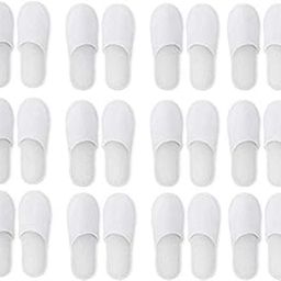 12 Pairs White Disposable Slippers, Cotton Closed Toe, Non-Slip Slippers for Women and Men, All Seasons, Unisex Adults-image-92