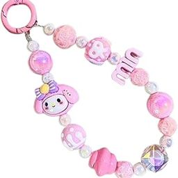 KC Keychain Phone Wrist Strap Pearl Beaded Mobile Phone Charm Hanging Bracelet Doll Min Lanyard for Phone, Purse, Camera, Bags, Case Cover For Girls Women Pink-image-90