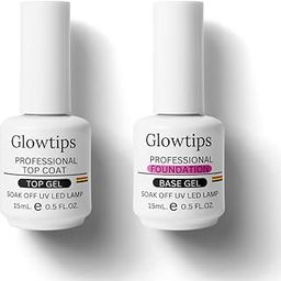 Glowtips 2 Pcs 15Ml No Wipe Gel Top Coat And Base Coat Set - Soak Off Led Nail Lamp Gel Base Top Coat Finish Nail Art Design For Women(Require uv lamp for drying)-26