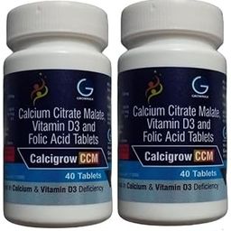 Calcigrow CCM Calcium Citrate Malate, Vitamin D3 and Folic Acid Tablets, 40 Count pack of-2-image-88