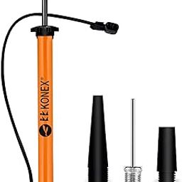 Konex Portable Air Pump with Needle & Dual Valve | Ergonomic Grip with Sturdy Base | Ideal for Inflating Cycle Tyres, Sports Balls, Swimming Rings, Balloons (Orange)-image-13