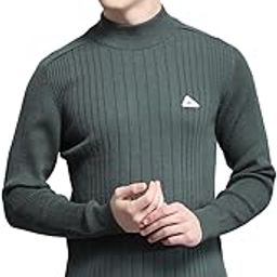 Mens Solid Olive Mock Neck Full Sleeve Pullover_1240567TN-2472-image-23