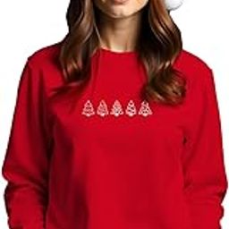 Red Christmas Sweatshirt for Women with Minimalist Tree Design � Stylish, Cozy, and Perfect for Festive Days | A Great Pick for Holiday Parties Or Casual Outfits.-picture-15