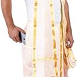 Mens Silk (Ready to wear) Panjakejam Dhoti & Towel Set with Pocket (50K)-picture-11