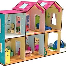 Toyshine Big Size Wooden DIY Doll House for Kids with Furniture, Dolls, Side Garden and Much More! Play House Learning Toy for Girls Boys 3 4 5 6 7 Year Old Birthday Gift Dollhouse-1