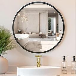 The Arts Box Round Wall Mirror I Metal Frame I Modern Design Metal Frame I Bathroom Wash Basin, Bedroom, Drawing Room (Black, 16)-11