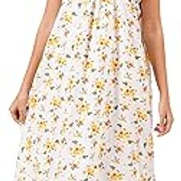 Woman's Pure Cotton Nightdress Nighty Yellow-image-18