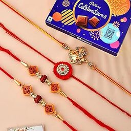 Set of 4 Rakhi Gift for Brother,Rakhi Combo With Chocolate Gift,Rakhi Gifts,CadBury Celebration Pack,Rakhi For Bhaiya Bhabhi Kids-image-86