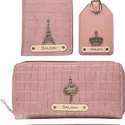 Personalized Name & Charm Self-Textured Leather Wallet Women’s Combo Giftset (NudePink) | Birthday Anniversary Wedding Gifts for Women-image-69