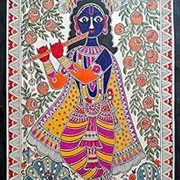 Shri Krishna | Mohan | Murari | Lord Krishna | Madhubani Art | Handmade with Nib and Brush | Authentic Madhubani Art | Handmade | Handmade Sheet | Mithila Kriti | Mithila | Madhubani | Folk Art-image-89