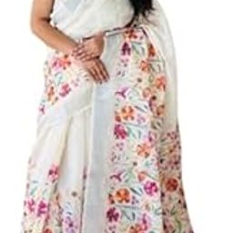 Exquisite Premium Soft Linen Cotton Saree with Rich Digital Batik Print All Over | Elegantly Woven Silver Zari Border, and Beautifully Printed Pallu-image-89
