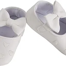babymoo Hearts With Bow Comfortable & Breathable Baby Unisex Booties | Cozy Fleece Infant All Seasons Footwear White Booties-picture-9