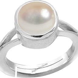 100% Certified Pearl 15.25 Ratti Natural Pearl Gemstone Original Certified moti Adjustable panchhdhaatu/Ashtadhatu Silver Ring for Men and Women-48