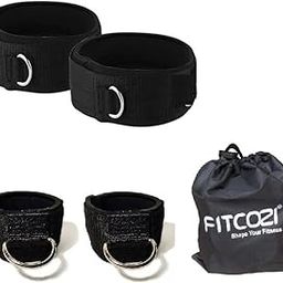 Fitcozi Thigh Strap & Ankle Cuffs for Gym Cable Machines Neoprene Padded Fitness Legs Exercise Attachment Adjustable Gym Workout (Black-Combo)-18