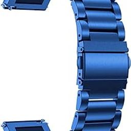 ACM Watch Strap Stainless Steel Metal 20mm Compatible with Daniel Klein D-Smart Tint Smartwatch Belt Luxury Band Dark Blue-29