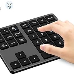 LOONASA Bluetooth & 2.4G Number Pad, Rechargeable Wireless Numeric Keypad, Slim Silent 34-Keys External Numpad USB Keyboard Compatible for MacBook, iPad, iPhone, iOS, Laptop, Windows, Android, PC-image-66