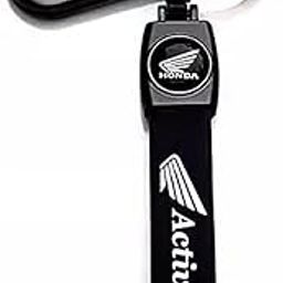 VSVERUS® LITTLE COLLECTIIONS Catchy Premium Leather & Metal Bikes Steel Locking Hook Antirust Keychain Unique Stylish Look For Men/Women Keyring Compatible with Car and Bike I Honda Activa (Black)-picture-45