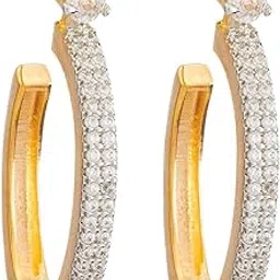 kushal's Fashion Jewellery White Rodium-Gold Polished Push Back Zircon Zircon Stud Earrings | Best For Bride, Bridemaids & Special Occasion | Earrings For Women - 426393-picture-0