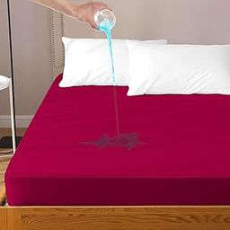 Daksh 100% Waterproof Mattress Protector King Size, 78x72 Inch |Ultra Soft Cotton Feel Terry Mattress Cover, Breathable & Hypoallergenic Fitted Bed Protector - 78"x72", 6.5x6 Feet, King Size, Maroon-image-120