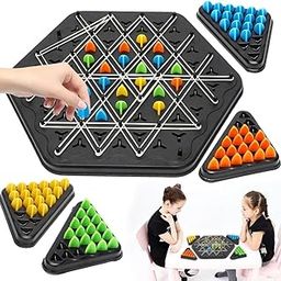 NIROTICA Chain Triangle Chess Game Board Games for Kids Adults Family Fun Night Chess Set Triangle Rubber Band Game Chain Board Chess Puzzle Interactive Brain Teaser Game 2 to 4 Players-image-97