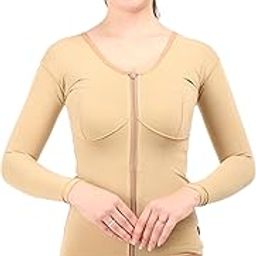 Post Liposuction Medical Compression Vest for Women with sleeves || MODERATE COMPRESSION || Cotton Fabric || Breast and 360 Degree Abdomen Compression || BURN Support-picture-30