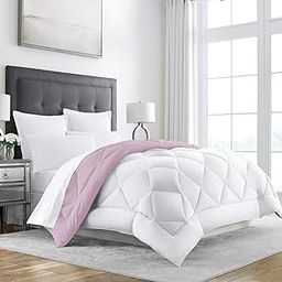 Texlux All Season Microfiber -Reversable Duvet/AC Comforter/Quilt - Light Pink White - Double Size 90 Inch x 100 Inch-image-86
