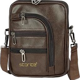 HANDBAG PU Leather 7 Multi-Pocket Bag Casual Business Messenger One Side Shoulder Sling Bag for Men & Women(Brown, 18 x 3.5 x 24 Cm)-image-4
