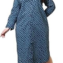 Plus Size Cotton Midi Shirt Dress for Women | Classic Shirt Collar | Full Sleeves with Cuffs | Side Pockets-image-83