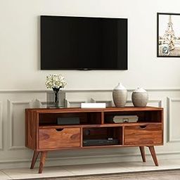 Peedha Studios Solid Sheesham Wooden TV Unit for Living Room - 2 Drawers, 2 Shelves, and 2-Door Storage - Fits up to 50-Inch TV for Home Decor (Lyton,Honey)-image-55