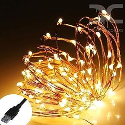 dripping colors 5 Meters 50 LEDs USB Operated Copper String Lights Waterproof (Warm White/Yellow)-15