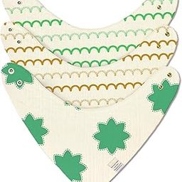 Nintara Baby Bandana Bibs - 100% Organic Premium Muslin Cotton, Absorbent, Soft, Adjustable Snap Buttons, Reversible, 6-Layers for Drooling, Teething, Feeding, Gifts for Babies Ages 0-3, Pack of 3-17