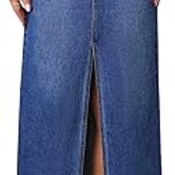 Women’s Long Denim Skirt's – A-Line High Waist Skirt with Side Cut | Casual Modest Fashion for Summer & Travel Wear-image-67