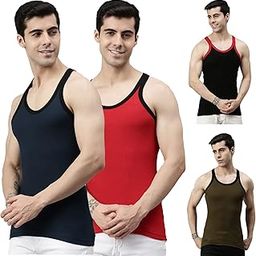 Men's Pack of 4 Multicolor Cotton Vest-image-31