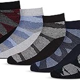 Men's Ankle Length Formal & Casual Wear Self Design Multicolored Soft Premium Cotton Socks, Free Size, Pack of 5-64