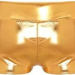 Women Metallic Dance Shorts, High Waist Boyshorts, Red-image-85