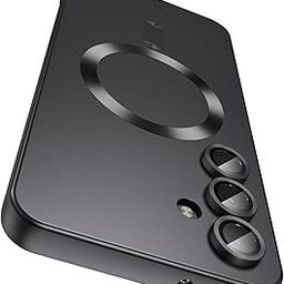 DIZORO Samsung A35 Case, Compatible with Mag Safe Back Cover, Matte Luxury Metallic Luster Flexible TPU Wireless Charging Shockproof Case with Camera Protector (Black)-image-84