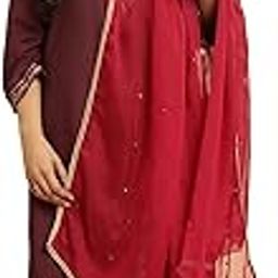 Women's Maroon Solid Organza Dupatta_23AUW82072-220036_Free Size-image-92