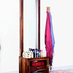 Solid Sheesham Wood Dressing Table with 1 Drawer & Shelf Storage for Bedroom Living Room | Wooden Dressing Table with Mirror Vanity Make-Up Dresser for Home (Natural Brown Finish)-picture-20
