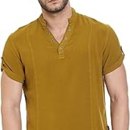 Men's Cotton Solid Full Sleeve Slim Fit Shirt with Mandarin Collar-picture-31