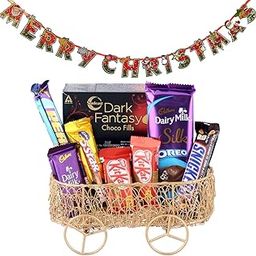 SFU E Com Chocolate Basket Gift with Tasty Kitkat| Premium Christmas Chocolate Combo | Christmas Toran with Chocolat Gift | Christmas Chocolate Hamper | 672-13