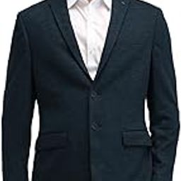 Mens Green Self-Design Notch Collar Long Sleeve Formal Polyester Slim Fit Blazer-picture-7