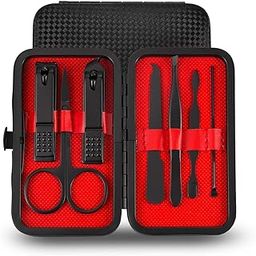 Blue Tick 7-Piece Professional Manicure Set with Travel Case – Stainless Steel Nail Care Kit for Men & Women (Red & Black)-40