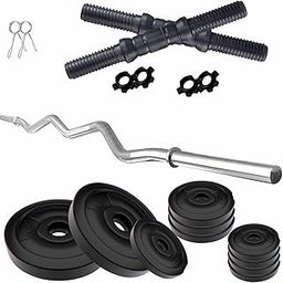 Amazon Brand - Symactive 50 KG PVC Home Gym Set with One 3 Ft Curl Rod and One Pair Dumbbell Rods, Black-image-95