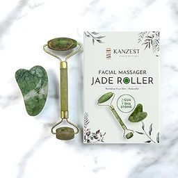 KANZEST Premium Jade Roller & Gua Sha Set | Natural Facial Massager Tools for Skin Tightening, Anti-Aging, and Glowing Skin | Premium Face Massage Roller & Gua Sha Stone for Women & Men | Pastel Jade Skincare Kit-image-45