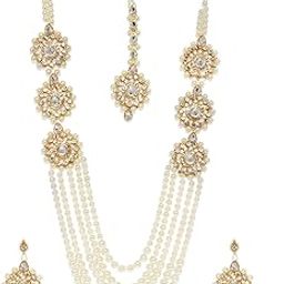 zaveri pearls Long Multi Layer Kundan & Pearl Necklace Set For Women-ZPFK7637-picture-19